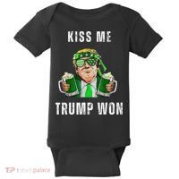 Republican St Patricks Day Kiss Me Trump Won For Baby Bodysuit thumb 0