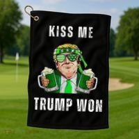 Republican St Patricks Day Kiss Me Trump Won For Golf Towel thumb 1