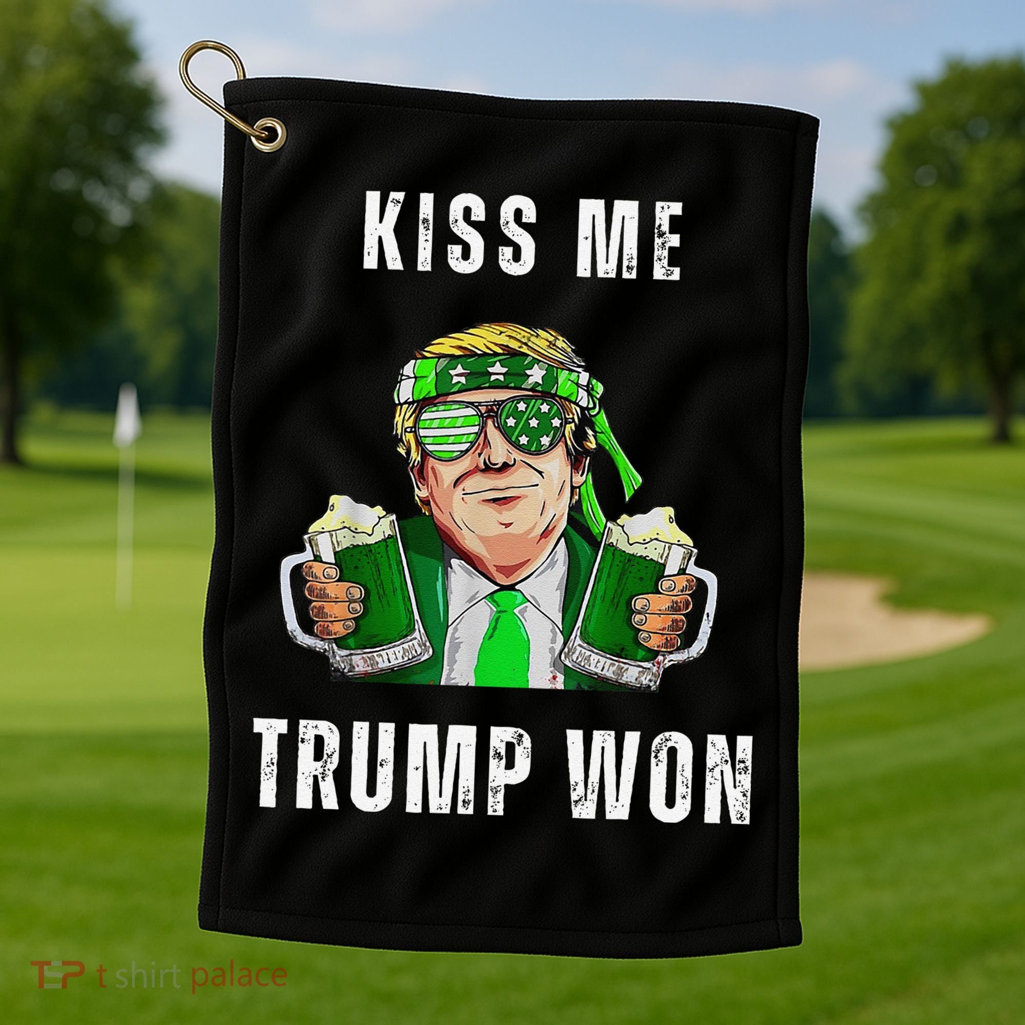 Republican St Patricks Day Kiss Me Trump Won For Golf Towel