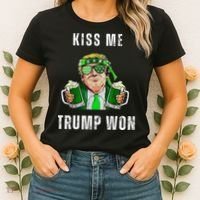 Republican St Patricks Day Kiss Me Trump Won For Women's T-Shirt thumb 2