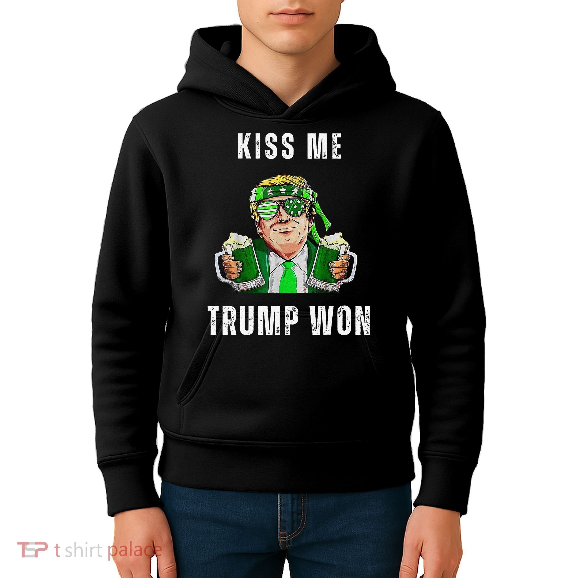 Republican St Patricks Day Kiss Me Trump Won For Kids Hoodie