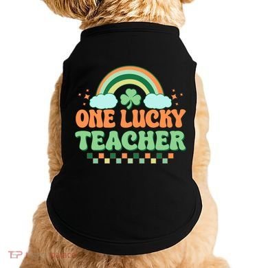 Retro St Patricks Day One Lucky Teacher Doggie Tank