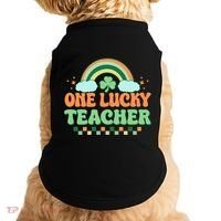 Retro St Patricks Day One Lucky Teacher Doggie Tank thumb 0
