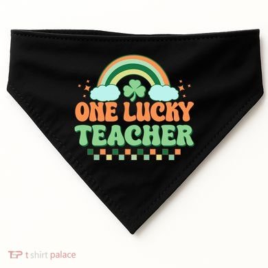 Retro St Patricks Day One Lucky Teacher USA-Made Doggie Bandana
