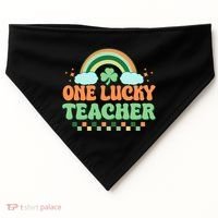 Retro St Patricks Day One Lucky Teacher USA-Made Doggie Bandana thumb 0