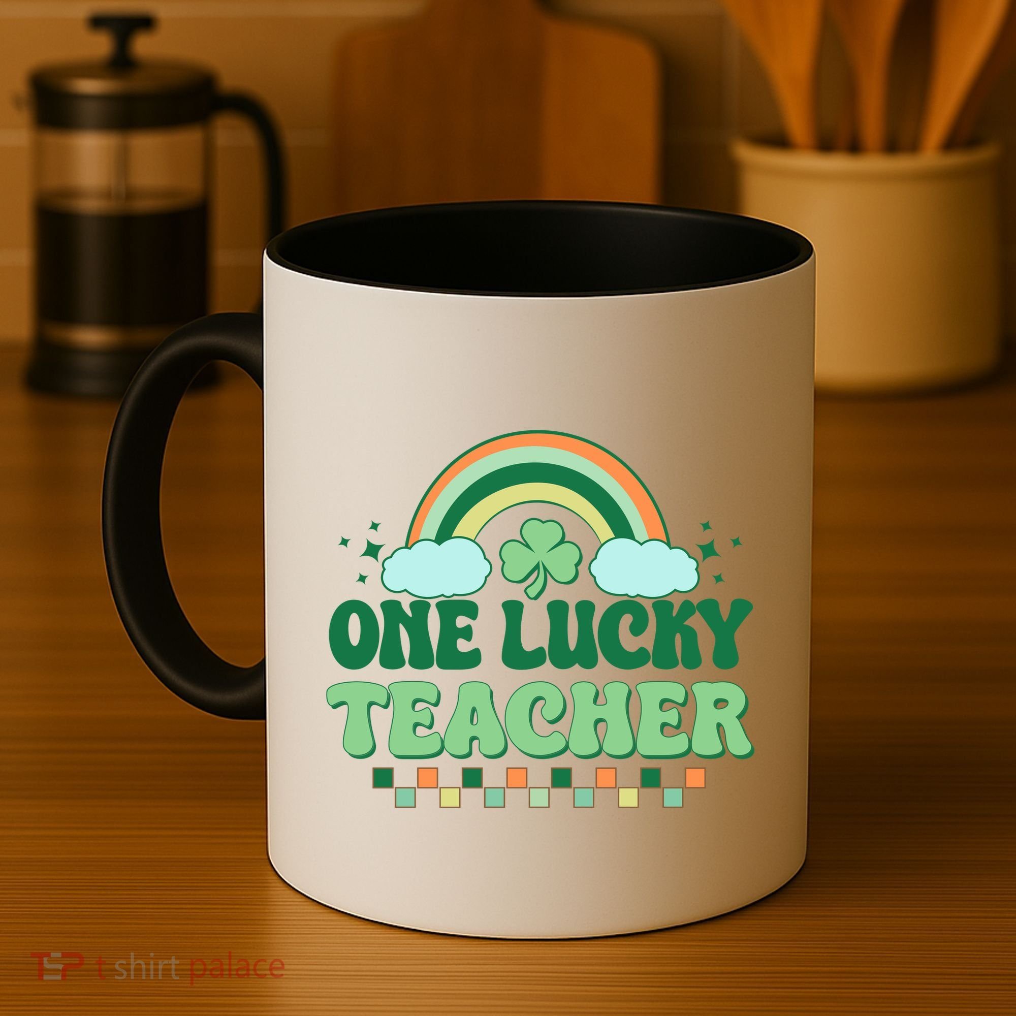 Retro St Patricks Day One Lucky Teacher Coffee Mug