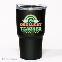 Retro St Patricks Day One Lucky Teacher Tumbler thumb 0