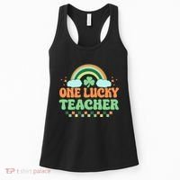 Retro St Patricks Day One Lucky Teacher Women's Tank Top thumb 0