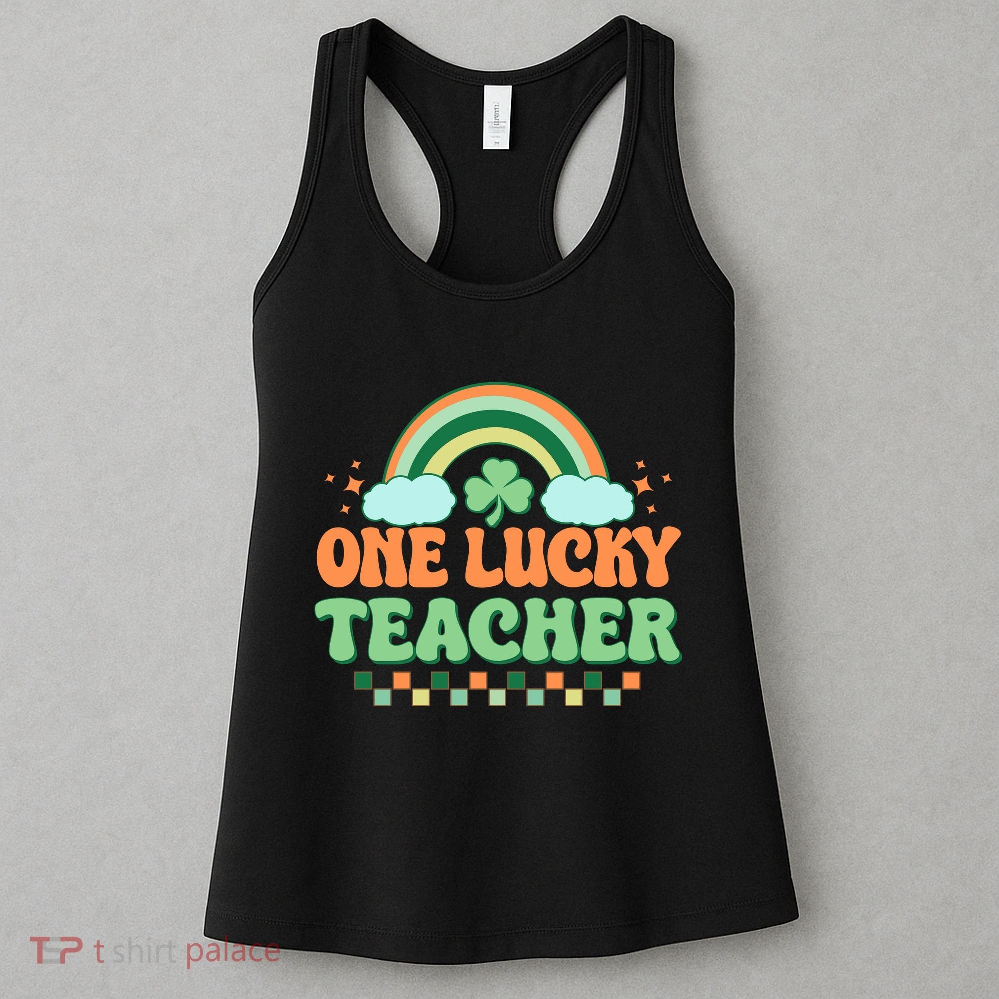Retro St Patricks Day One Lucky Teacher Women's Tank Top