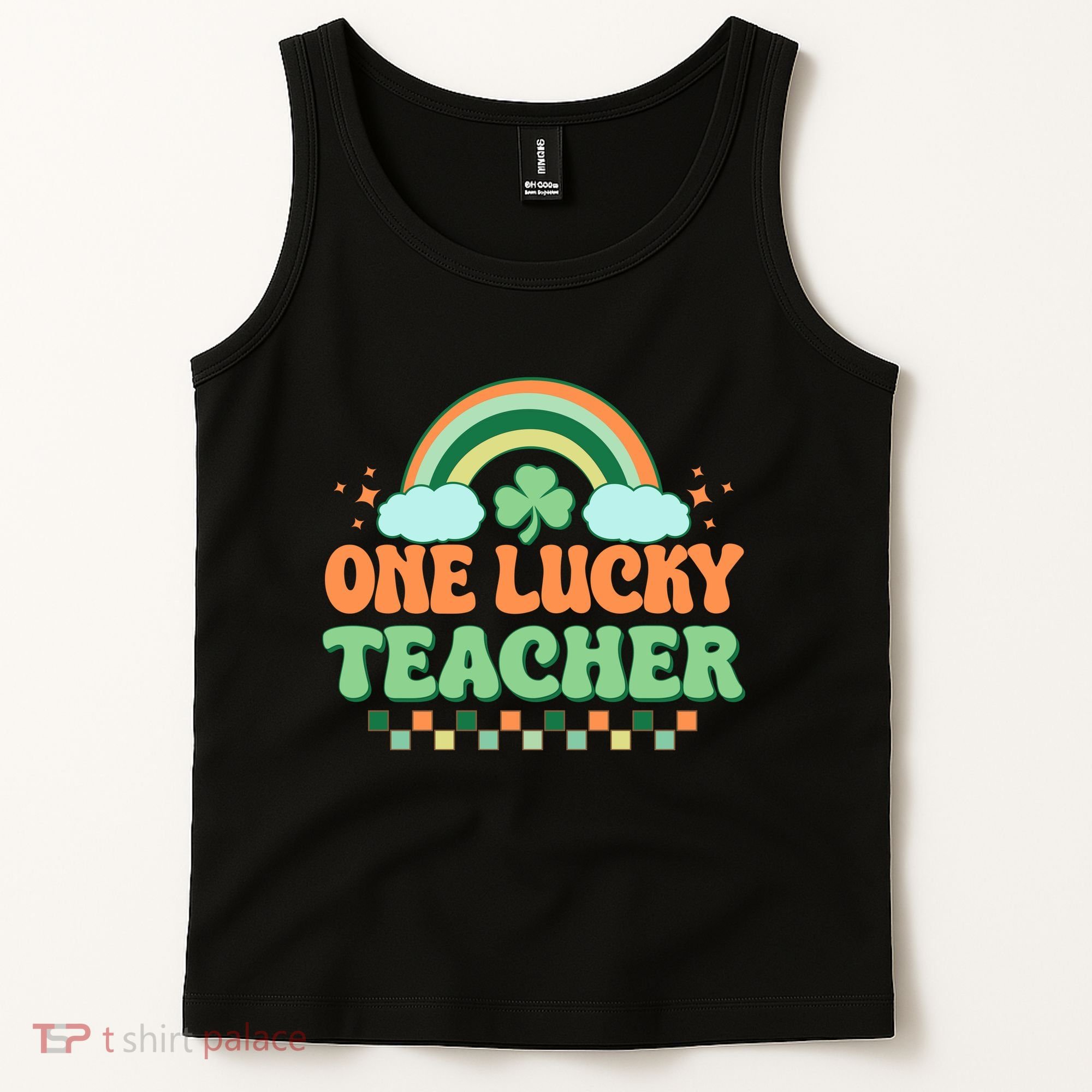 Retro St Patricks Day One Lucky Teacher Tank Top