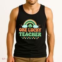 Retro St Patricks Day One Lucky Teacher Tank Top thumb 3