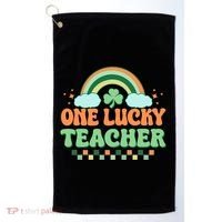 Retro St Patricks Day One Lucky Teacher Golf Towel thumb 0