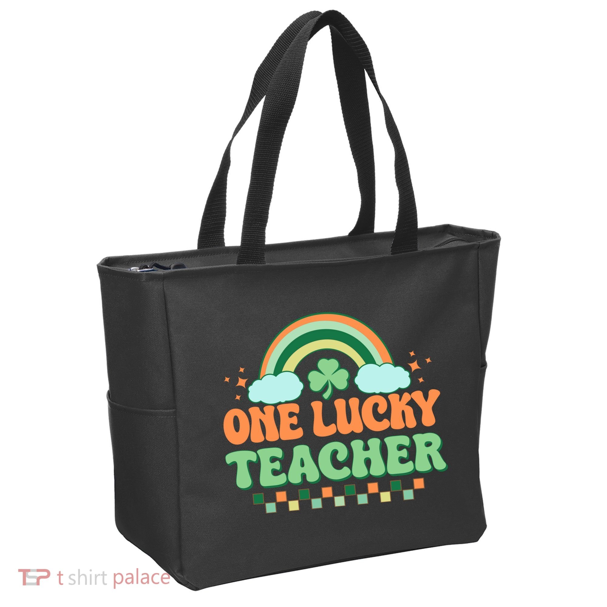 Retro St Patricks Day One Lucky Teacher Tote Bag