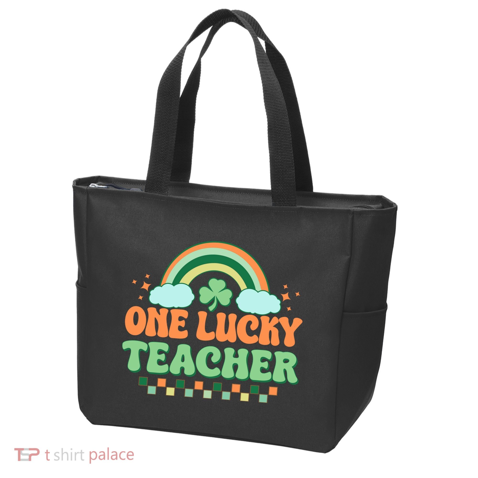 Retro St Patricks Day One Lucky Teacher Tote Bag