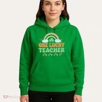 Retro St Patricks Day One Lucky Teacher Hoodie thumb 5
