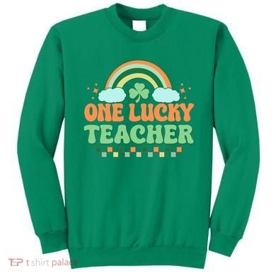 Retro St Patricks Day One Lucky Teacher Sweatshirt