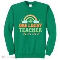Retro St Patricks Day One Lucky Teacher Sweatshirt thumb 0