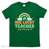 Retro St Patricks Day One Lucky Teacher T-Shirt thumb 0