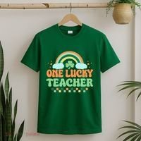 Retro St Patricks Day One Lucky Teacher T-Shirt thumb 2