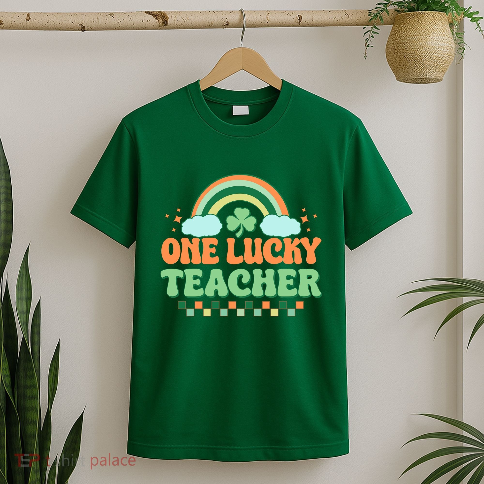 Retro St Patricks Day One Lucky Teacher T-Shirt
