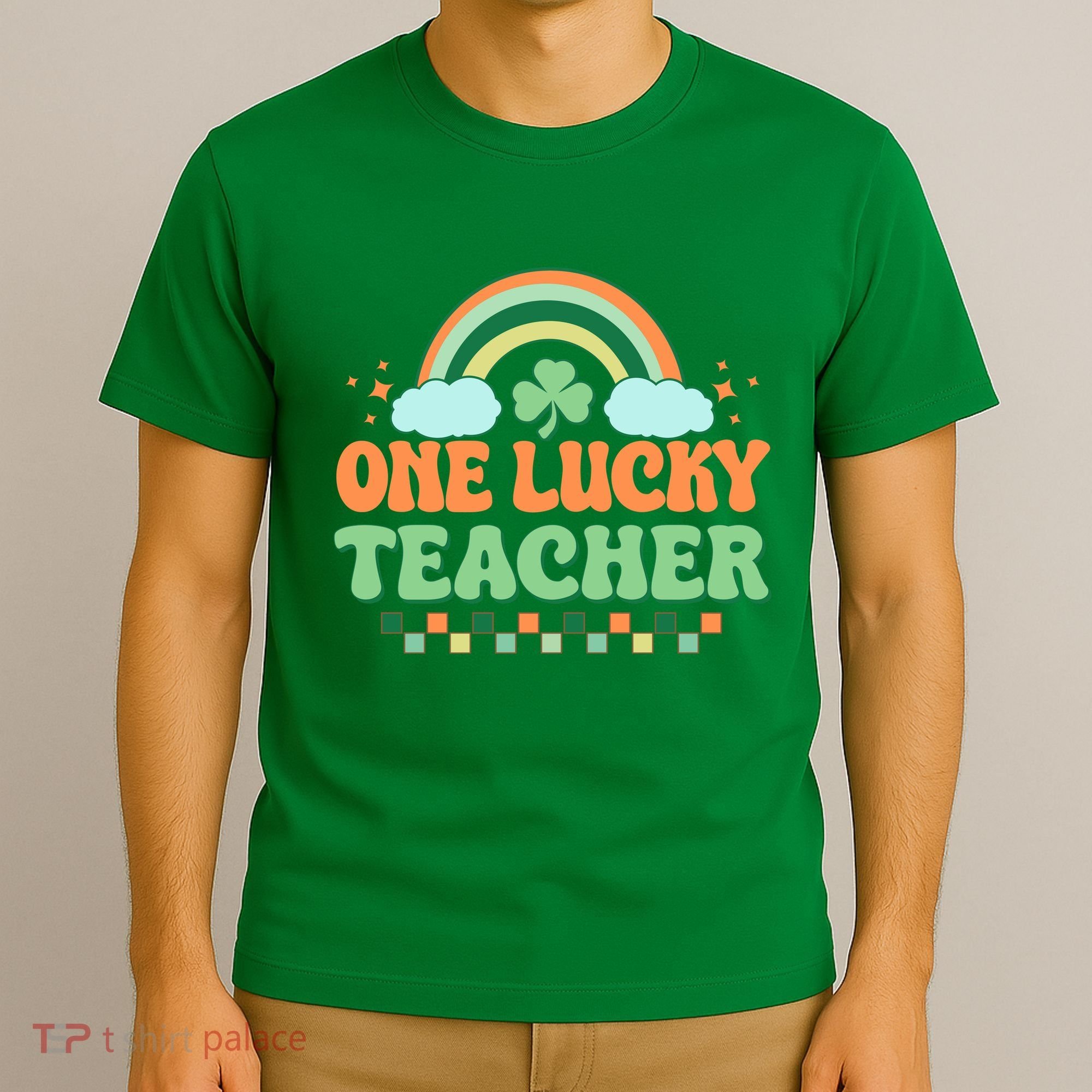 Retro St Patricks Day One Lucky Teacher T-Shirt