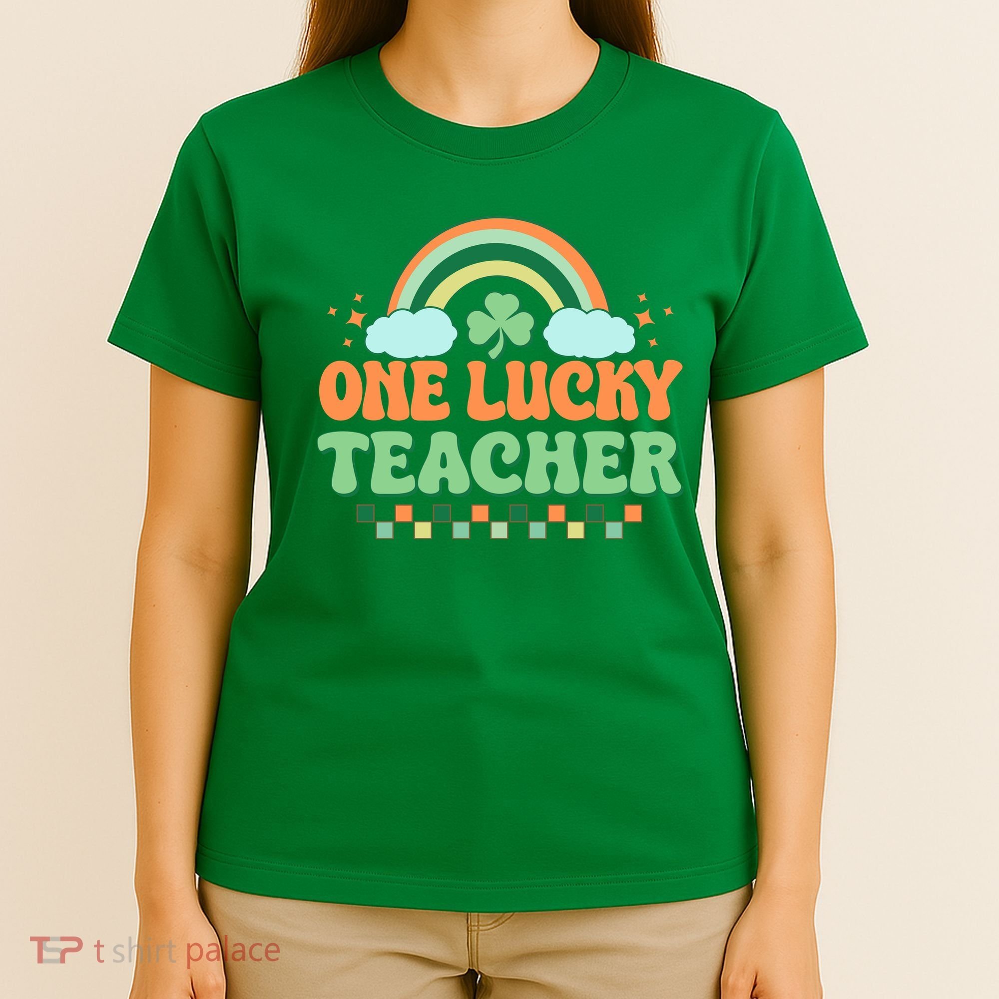 Retro St Patricks Day One Lucky Teacher T-Shirt