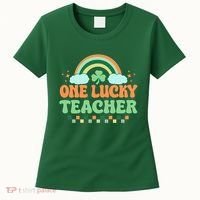 Retro St Patricks Day One Lucky Teacher Women's T-Shirt thumb 0