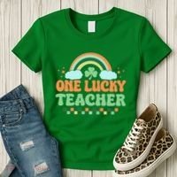 Retro St Patricks Day One Lucky Teacher Women's T-Shirt thumb 3