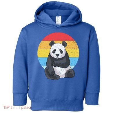 Retro Sunset Panda Gift Kawaii Vintage Panda Gift Toddler Hoodie