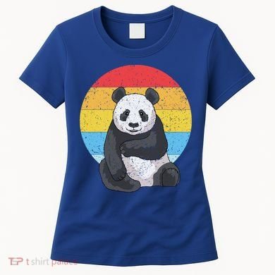 Retro Sunset Panda Gift Kawaii Vintage Panda Gift Women's T-Shirt