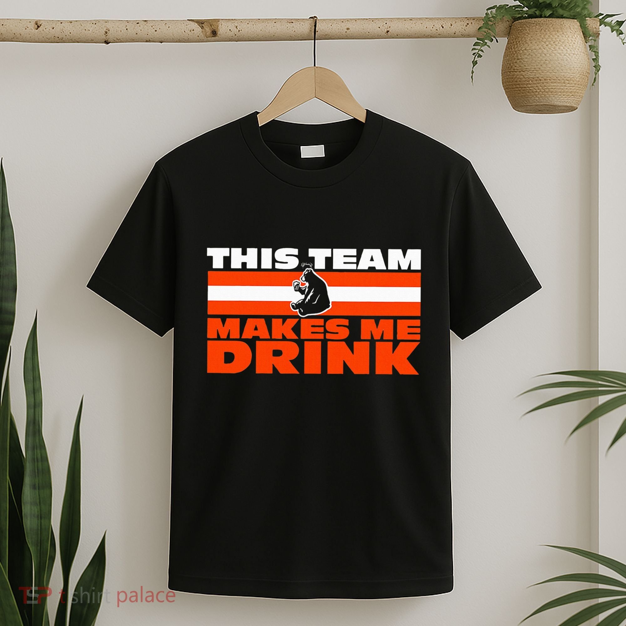 Retro Sport Quote This Team Makes Me Drink Funny Bear T-Shirt