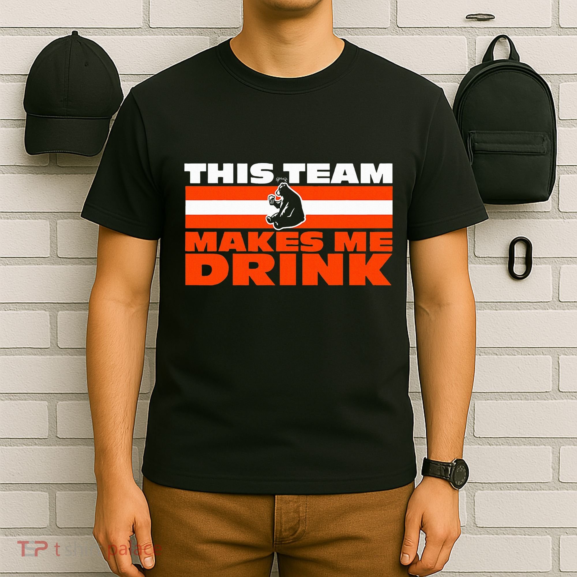 Retro Sport Quote This Team Makes Me Drink Funny Bear T-Shirt