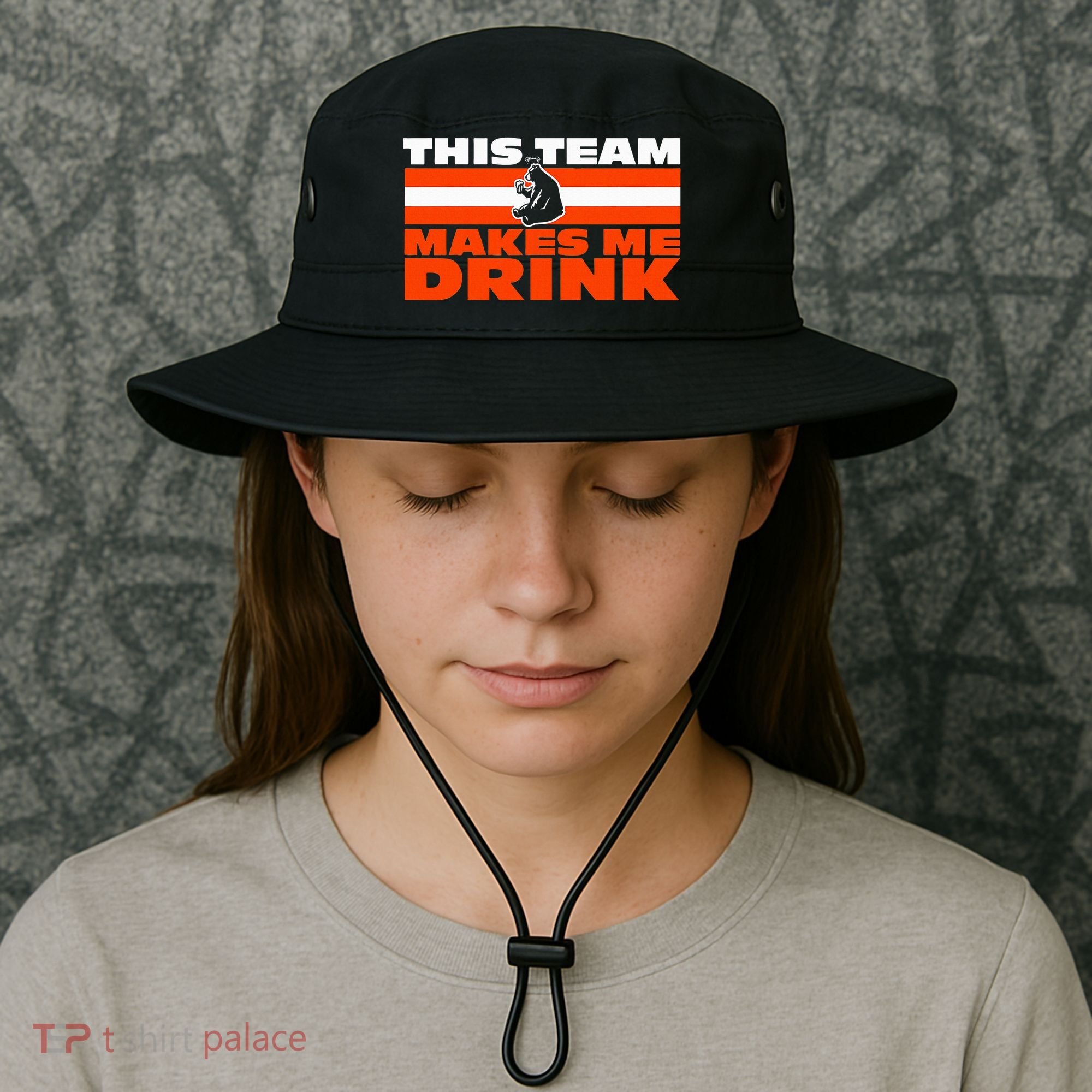 Retro Sport Quote This Team Makes Me Drink Funny Bear Bucket Hat