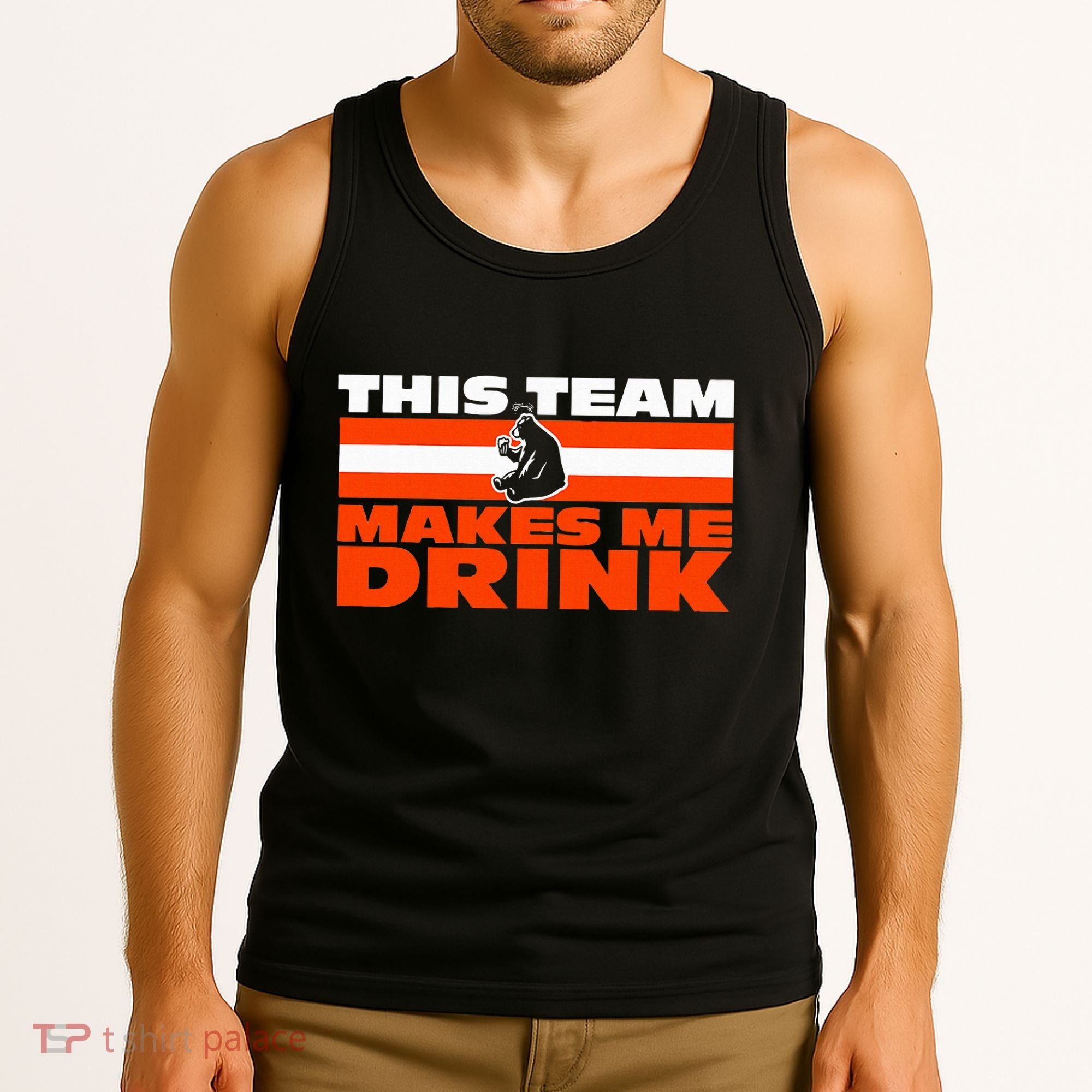 Retro Sport Quote This Team Makes Me Drink Funny Bear Tank Top