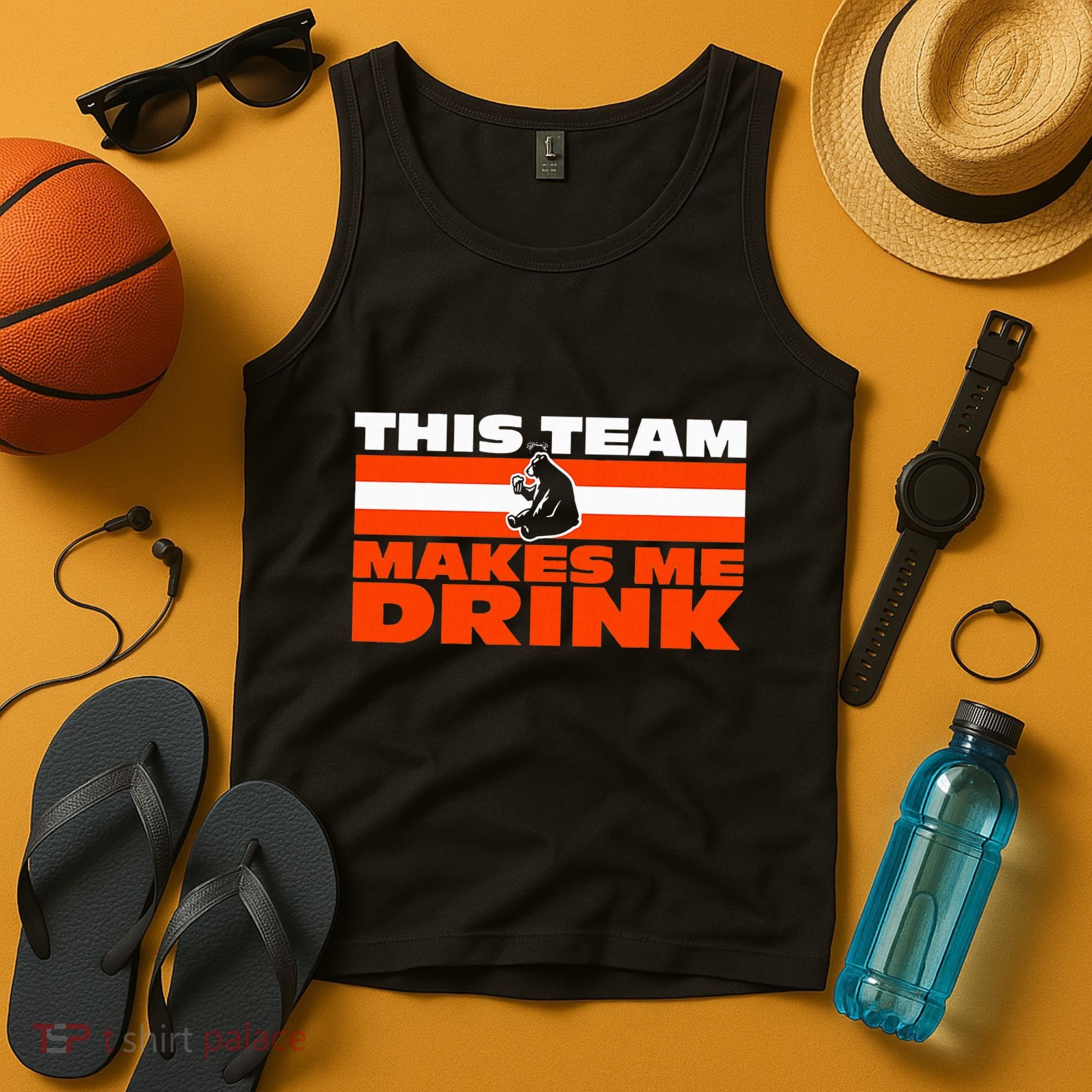Retro Sport Quote This Team Makes Me Drink Funny Bear Tank Top