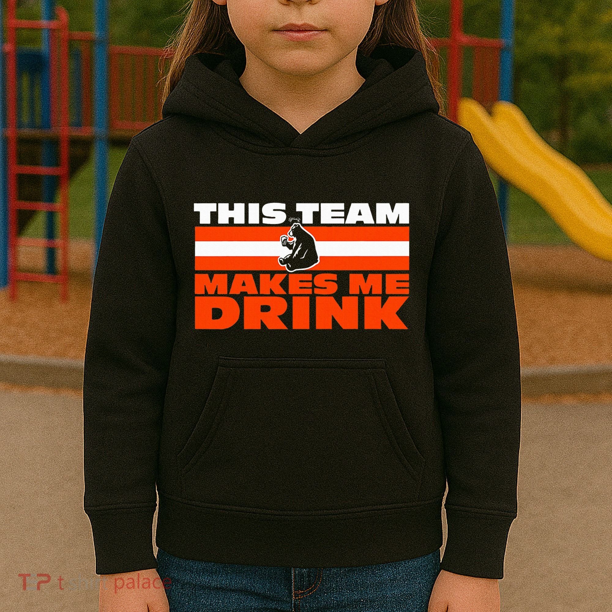 Retro Sport Quote This Team Makes Me Drink Funny Bear Kids Hoodie