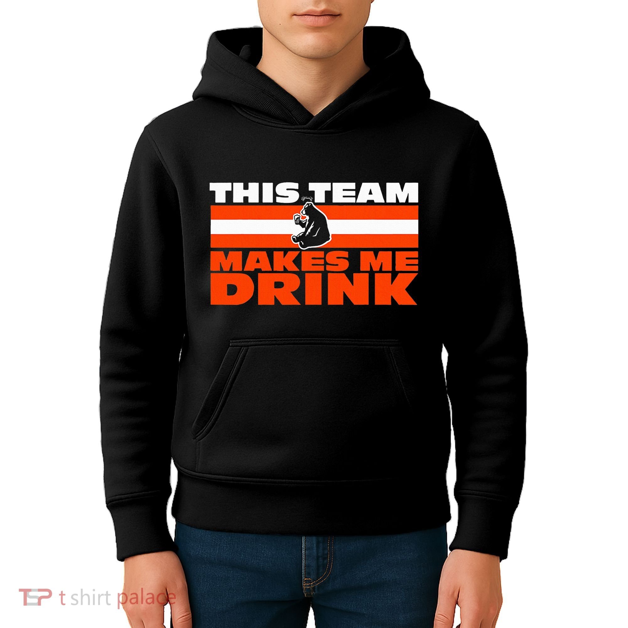 Retro Sport Quote This Team Makes Me Drink Funny Bear Kids Hoodie