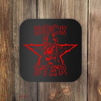 Rock Star Rock On Sign Band Hand Horns Coaster