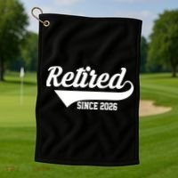 Retro Sporty Retired Since 2026  Golf Towel thumb 1