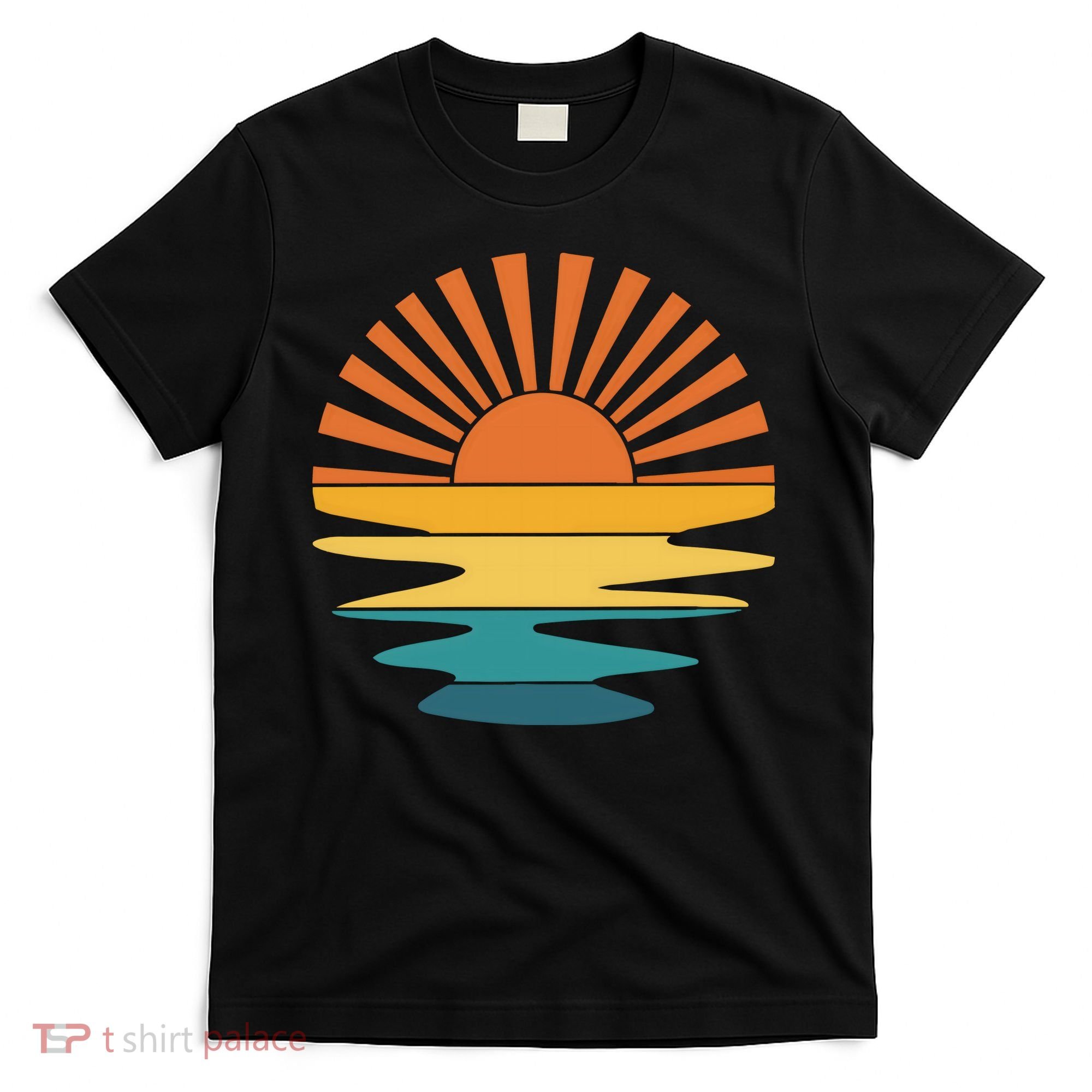 Retro Sunset Rays Wavy Vintage Retro Sunshine Sun Rays Beachy Vibes Retro Summer T-Shirt