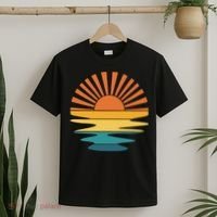 Retro Sunset Rays Wavy Vintage Retro Sunshine Sun Rays Beachy Vibes Retro Summer T-Shirt thumb 2