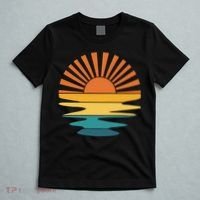 Retro Sunset Rays Wavy Vintage Retro Sunshine Sun Rays Beachy Vibes Retro Summer T-Shirt thumb 5