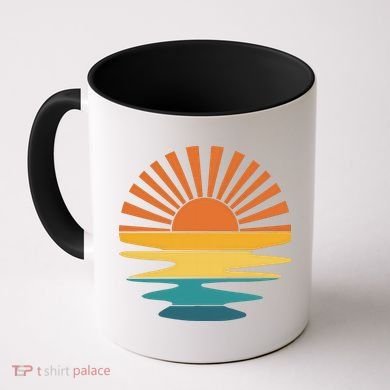 Retro Sunset Rays Wavy Vintage Retro Sunshine Sun Rays Beachy Vibes Retro Summer Coffee Mug