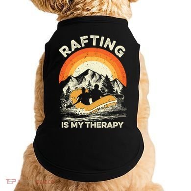 Retro Sunset River I Rafting Gift Doggie Tank