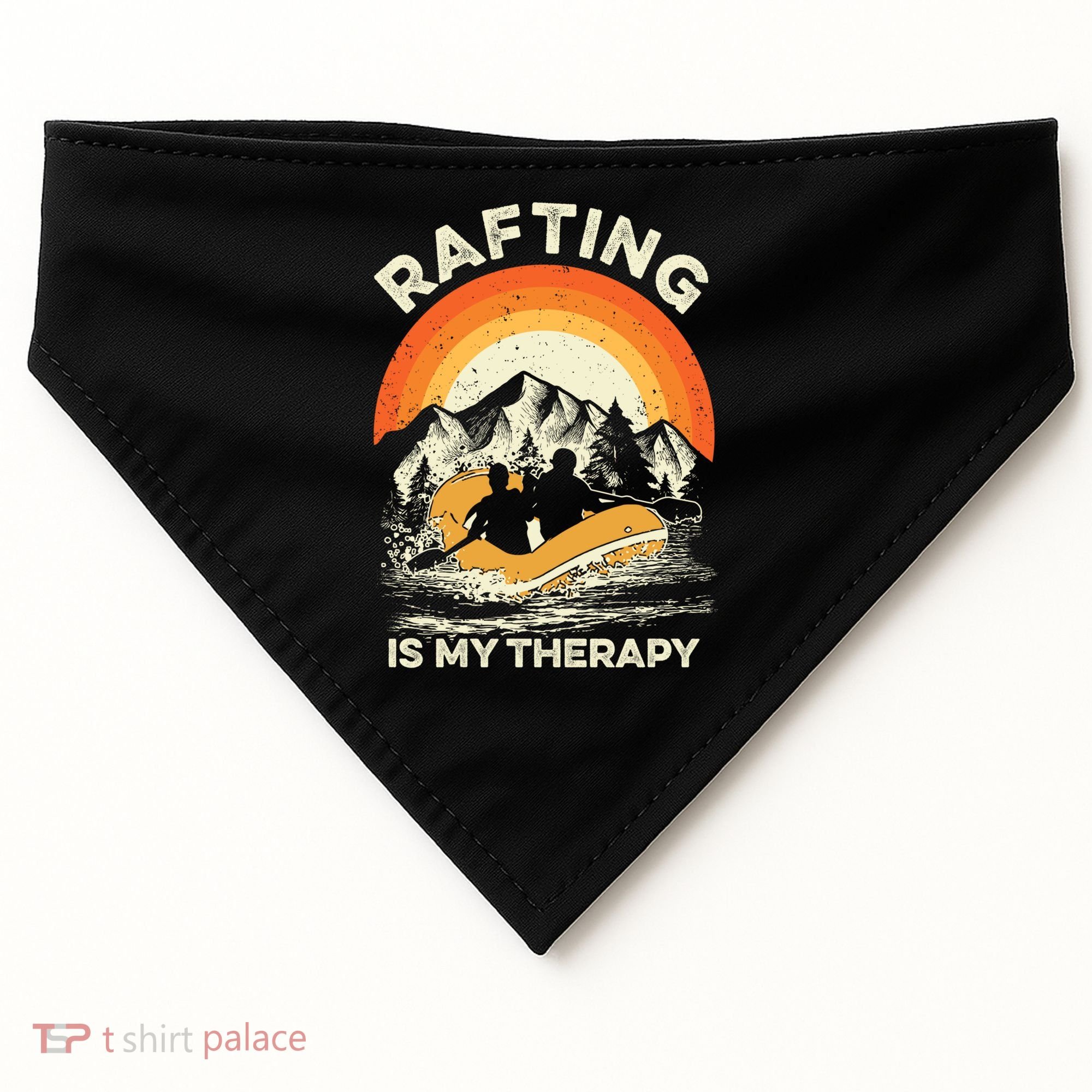 Retro Sunset River I Rafting Gift USA-Made Doggie Bandana