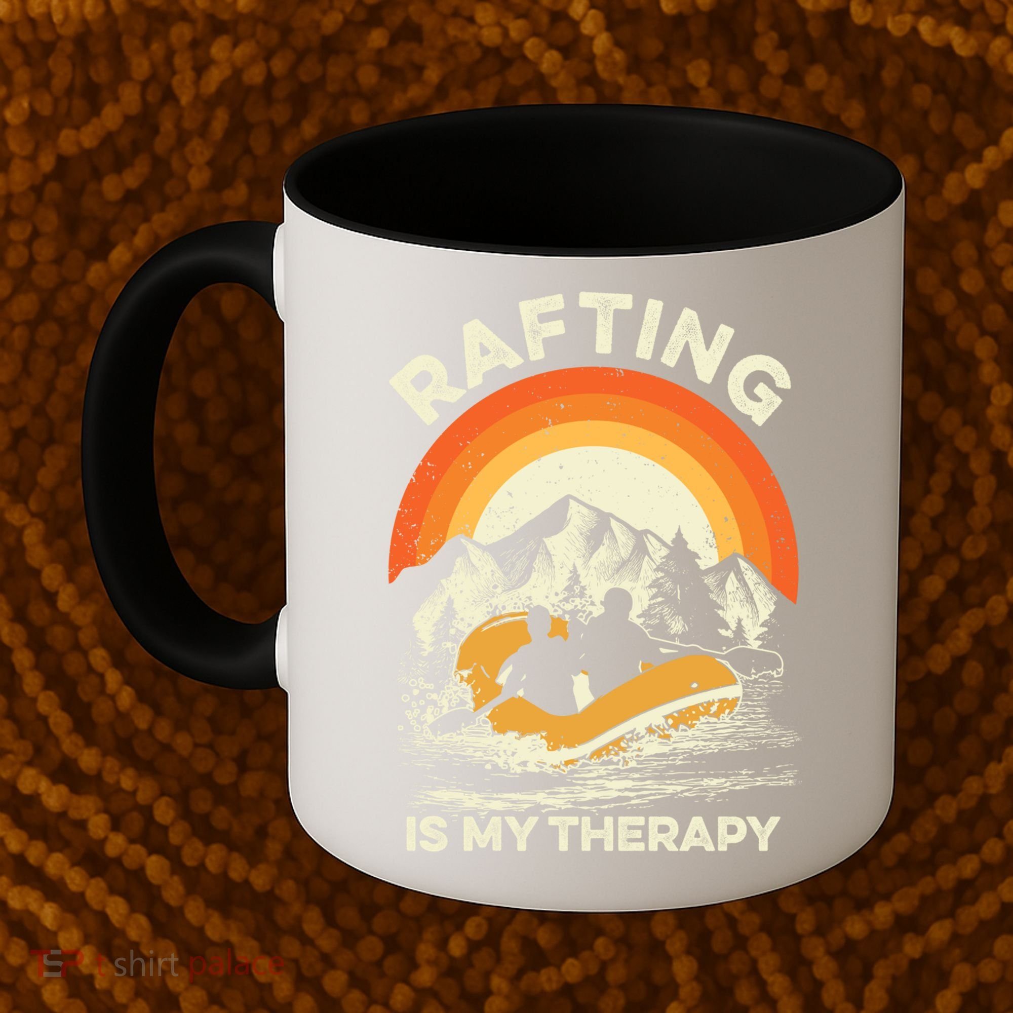 Retro Sunset River I Rafting Gift Coffee Mug