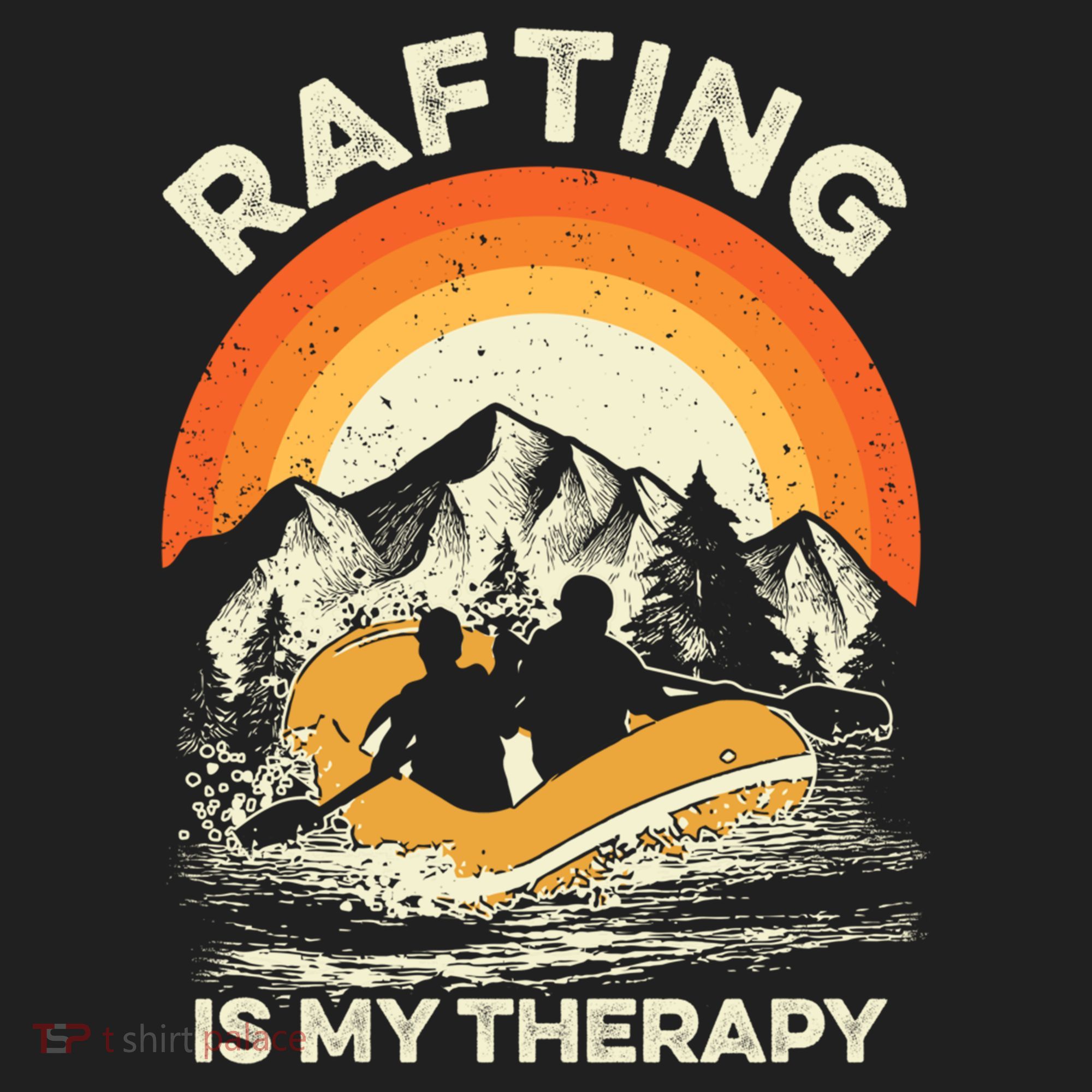 Retro Sunset River I Rafting Gift Golf Towel