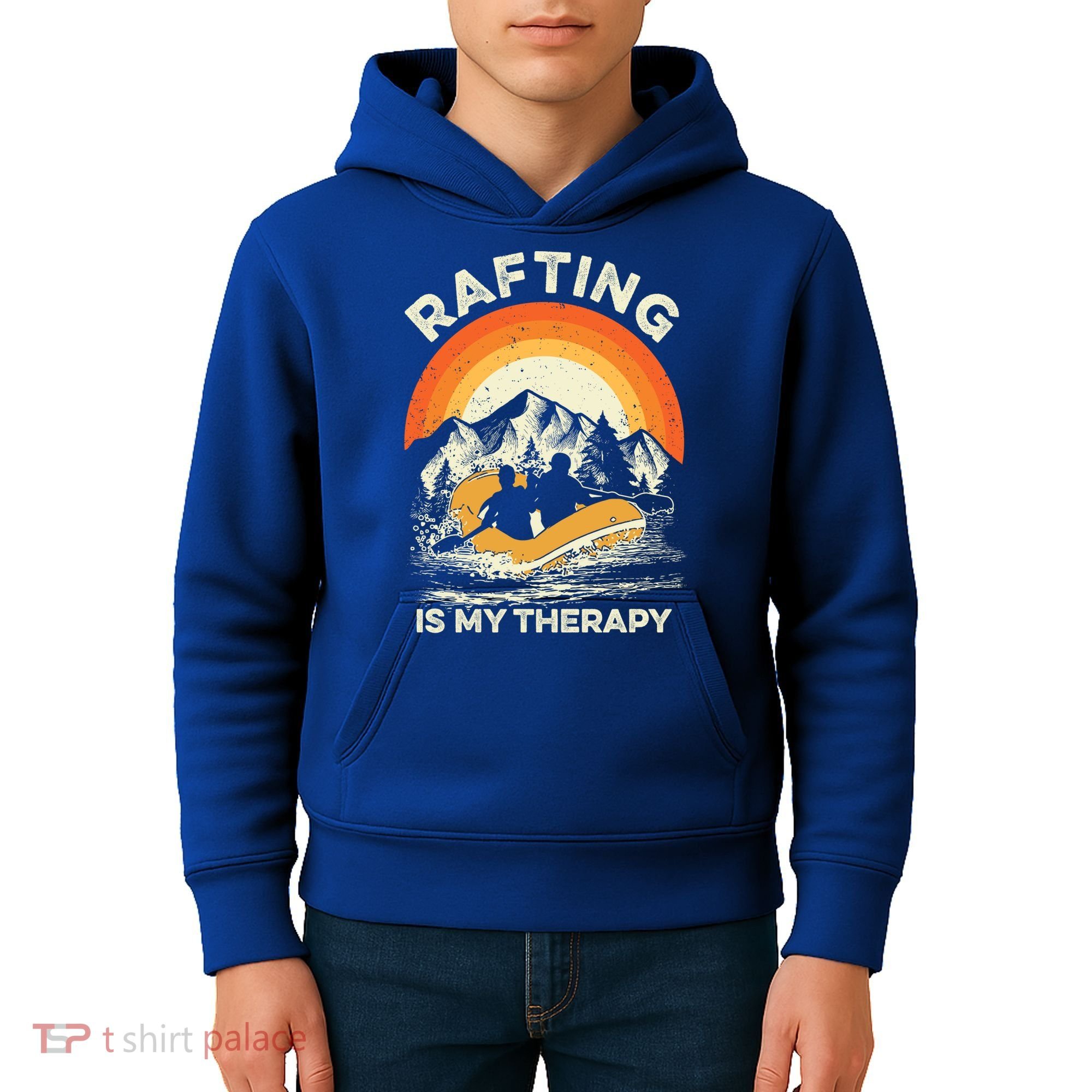 Retro Sunset River I Rafting Gift Kids Hoodie