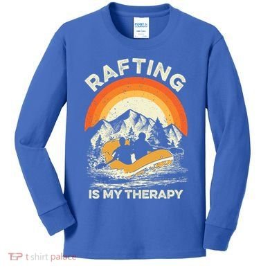 Retro Sunset River I Rafting Gift Kids Long Sleeve Shirt