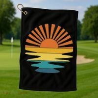 Retro Sunset Golf Towel thumb 1
